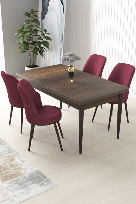 Hanah Home Juego de Comedor de 5 Piezas Barroco y Burdeos